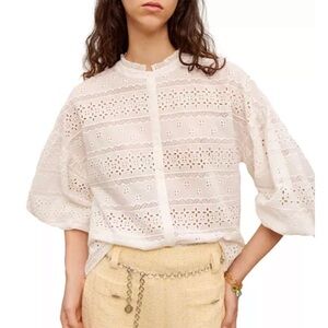 Maje Ceanno Cotton Eyelet Blouse